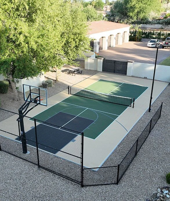 Sơn lại sân bóng rổ - pickleball cao cấp 9 lớp sơn có 10% Hạt Cao Su LAYKOLD US OPEN trên nền nhựa